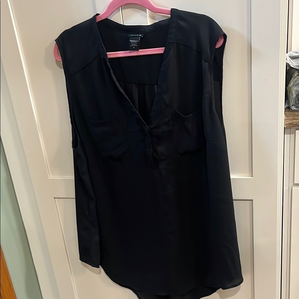 Torrid Black Sleeveless Blouse with Mandarin Collar